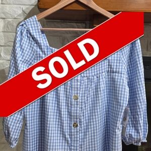 NWT_Sunny Leigh blue & white Medium Top square neckline. ~PERFECT FOR SPRING!